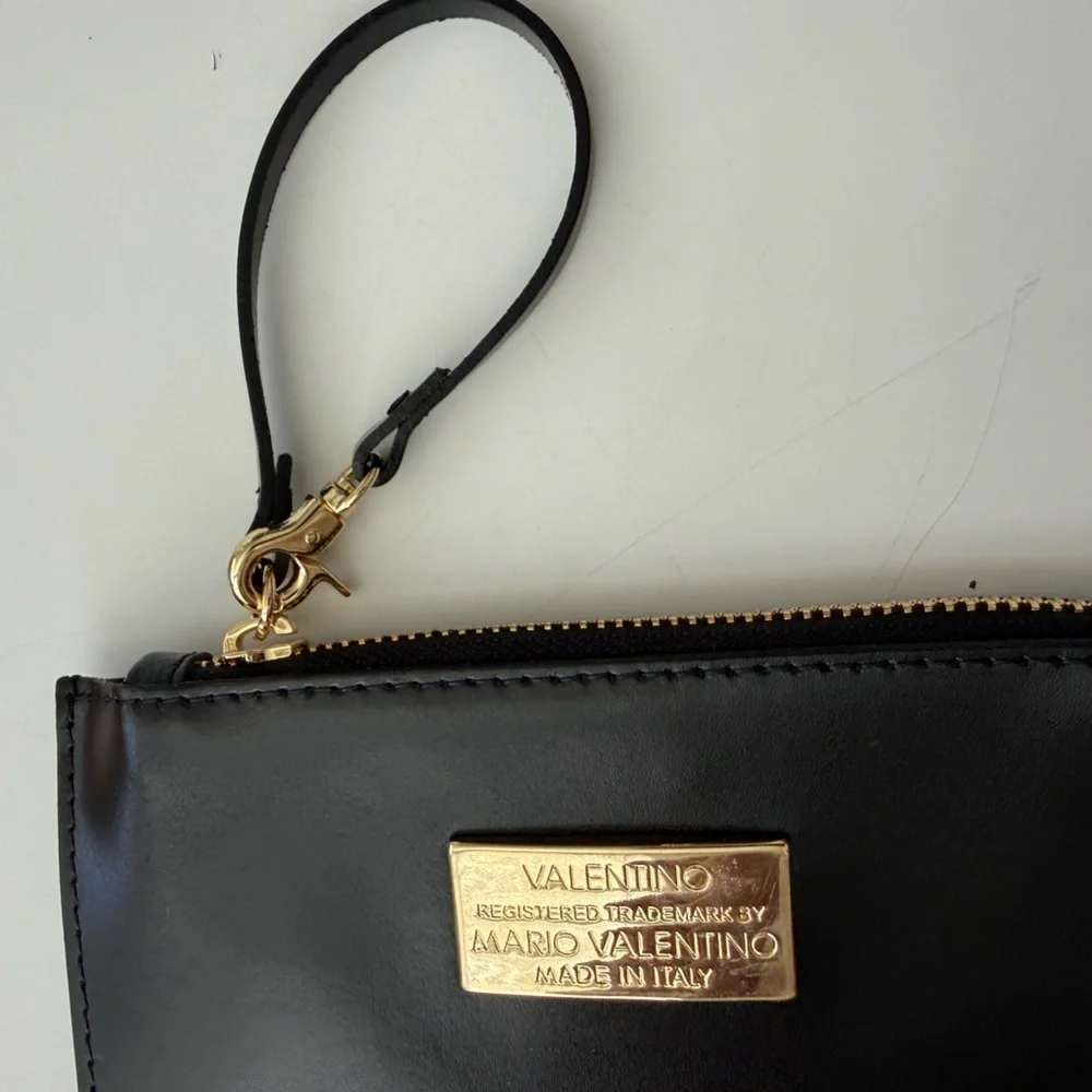 Valentino By Mario Valentino Black Wristlet with Gold Accents